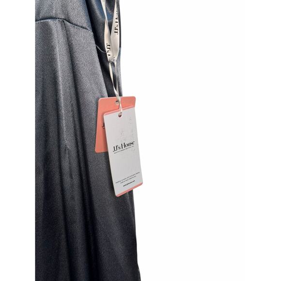 JJ’s House Dusty Blue Metallic Satin Cowl Neck Evening Gown NWT – Size 16W - Picture 11 of 16